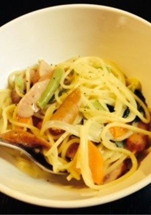 カルボナーラ？なコーンスープdeパスタ♡-レシピのメイン写真