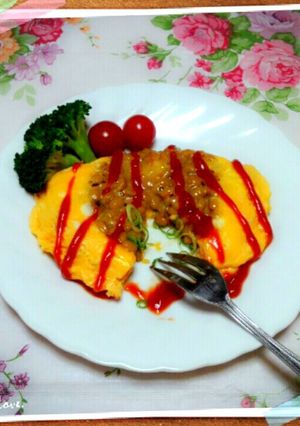 アレンジ色々レンジ＆卵1個で納豆オムレツ-レシピのメイン写真