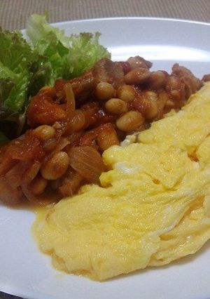 ポークビーンズのオムレツ添え-レシピのメイン写真