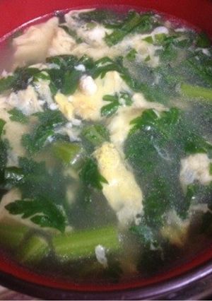 春菊と豆腐のかき玉スープ-レシピのメイン写真