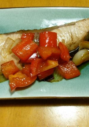 ぶりの照焼きとパプリカの付け合わせ-レシピのメイン写真