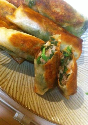 豚コマとニラの焼き春巻き-レシピのメイン写真