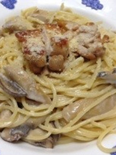 パリパリ鳥肉とキノコのクリームパスタ☆-レシピのメイン写真