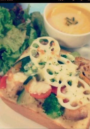 Cafe風♪お野菜ごろごろオープンサンド-レシピのメイン写真