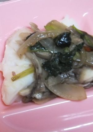 タラ×舞茸たまねぎ小松菜の炒め物-レシピのメイン写真