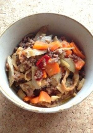 常備菜に便利！根菜と挽肉の味噌炒め-レシピのメイン写真