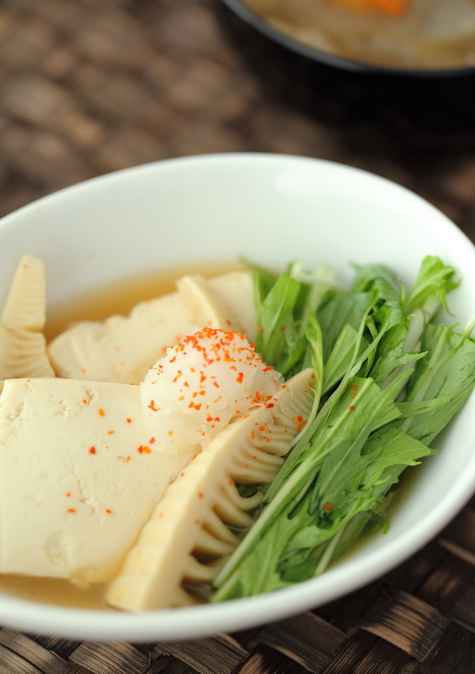 しゃきしゃき水菜と豆腐・筍のさっと煮-レシピのメイン写真