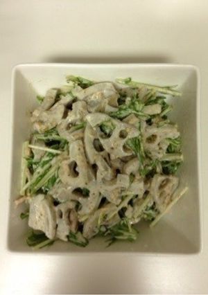 レンコンと水菜のごまマヨサラダ-レシピのメイン写真