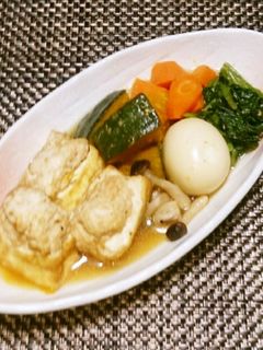 厚揚げの肉詰めと野菜の煮付け-レシピのメイン写真