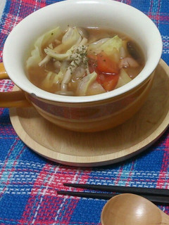 キャベツとキノコのミネストローネ風スープ-レシピのメイン写真