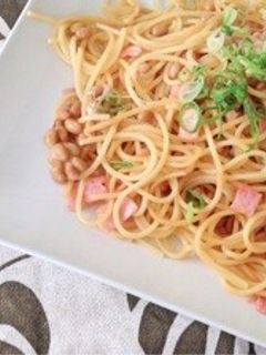 納豆とベーコンの和風パスタ♡-レシピのメイン写真