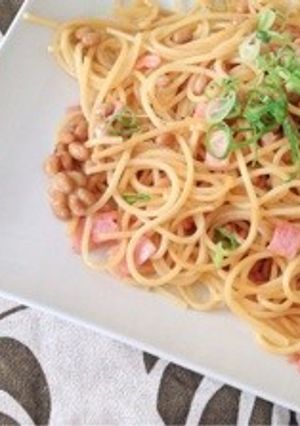 納豆とベーコンの和風パスタ♡-レシピのメイン写真