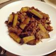 さつまいもと豚肉の甘辛炒め