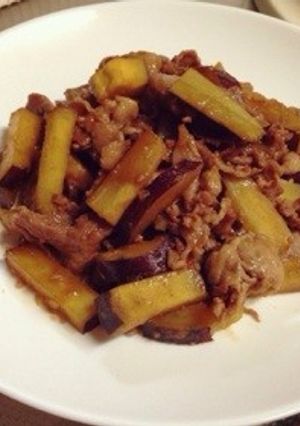 さつまいもと豚肉の甘辛炒め-レシピのメイン写真