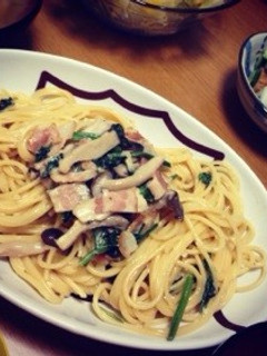 きのことほうれん草のクリームパスタ!-レシピのメイン写真
