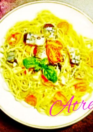 サンマとプチトマトのパスタ〜ポン酢風味〜-レシピのメイン写真