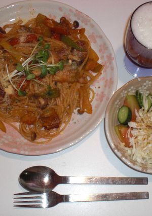 カラーピーマンのトマト味パスタ-レシピのメイン写真