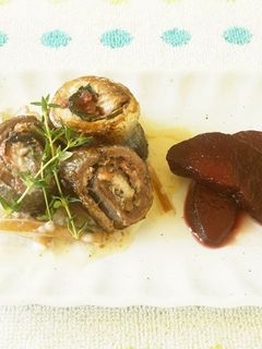 秋刀魚のロールソテーと梨の皮のクリーム煮-レシピのメイン写真