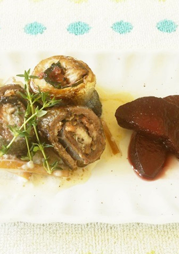 秋刀魚のロールソテーと梨の皮のクリーム煮-レシピのメイン写真