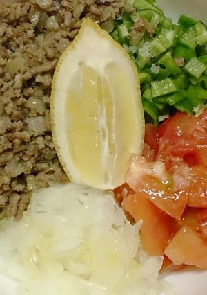 合挽肉のクミン炒めと生野菜のサラダ-レシピのメイン写真