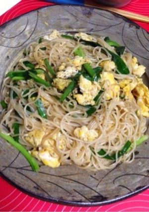 食感命☆ニラ玉そうめんチャンプルー-レシピのメイン写真