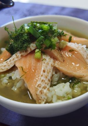 炙りサーモンの極抹茶だし茶漬け-レシピのメイン写真
