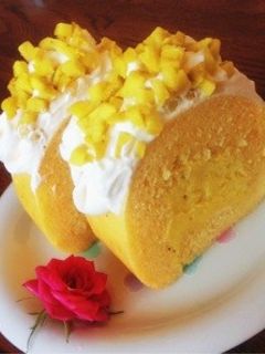 簡単!さつまいもクリームのロールケーキ-レシピのメイン写真