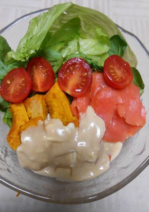 かぼちゃとスモークサーモンのサラダ-レシピのメイン写真