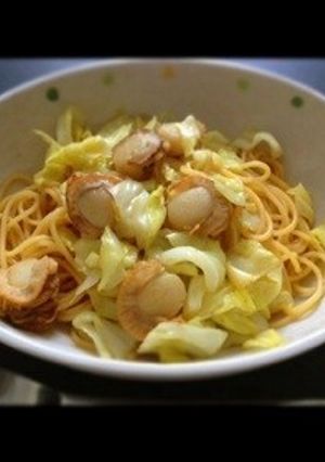 ホタテとキャベツのバター醤油パスタ♡-レシピのメイン写真