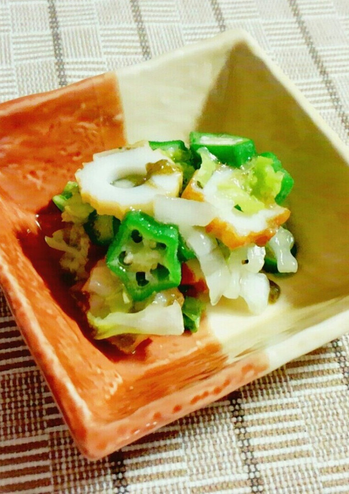 オクラと白菜・竹輪のとろろ昆布あえ♪-レシピのメイン写真