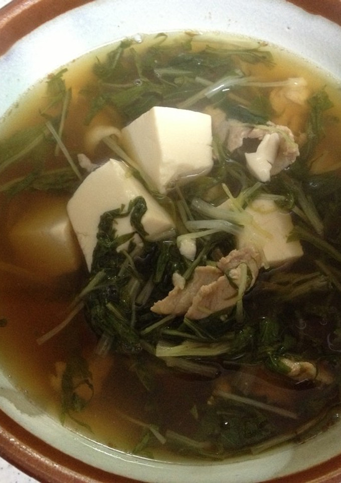お出汁を楽しむ♪水菜と豚と豆腐の炊いたん-レシピのメイン写真