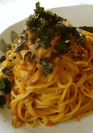 キムチと豆乳のごまクリームスパゲッティ−-レシピのメイン写真