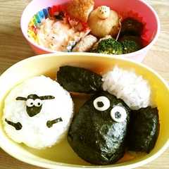 รูปของ キャラ弁★ひつじのショーン★おにぎり弁当