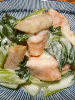 鮭と青梗菜のホワイトソース♪-レシピのメイン写真