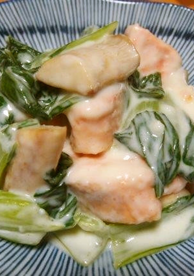 鮭と青梗菜のホワイトソース♪-レシピのメイン写真
