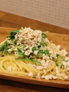 鶏ひき肉と水菜のパスタ-レシピのメイン写真