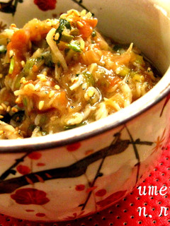 たくさん薬味と梅干としらすのゴマ油煮。*-レシピのメイン写真