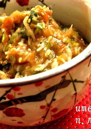 たくさん薬味と梅干としらすのゴマ油煮。*-レシピのメイン写真