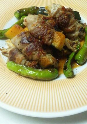 豚バラのカボチャとえのき巻き-レシピのメイン写真