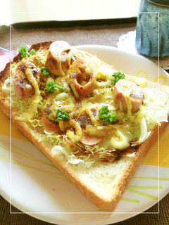 せん切りキャベツと魚ニソのカレートースト-レシピのメイン写真