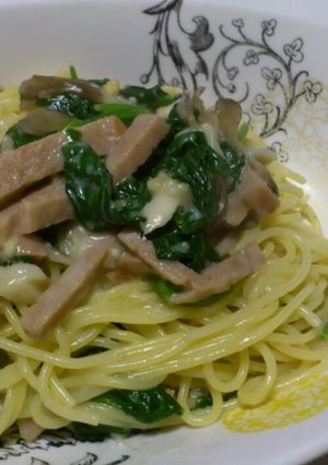 簡単！スパムとほうれん草のクリームパスタ-レシピのメイン写真