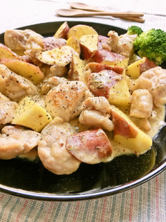 鶏肉とさつま芋の簡単粒マ煮込み♪-レシピのメイン写真