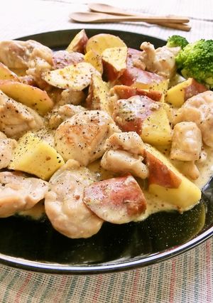 鶏肉とさつま芋の簡単粒マ煮込み♪-レシピのメイン写真