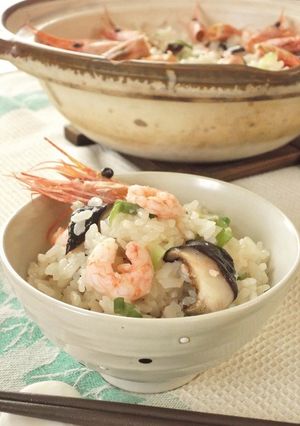焼きキノコと甘エビの土鍋ごはん-レシピのメイン写真