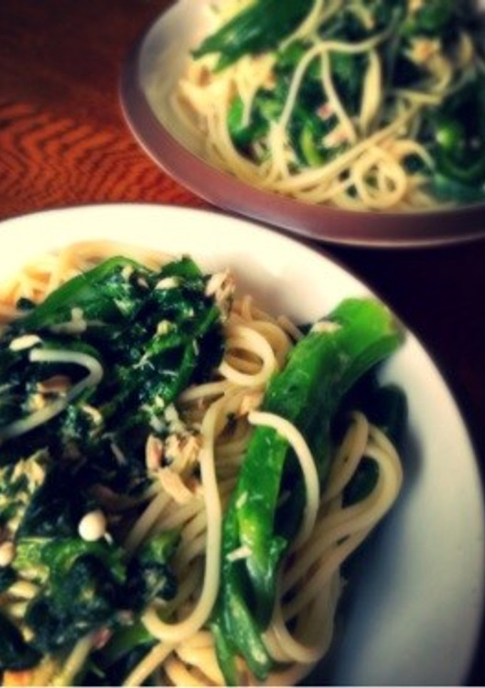 オクラとほうれん草の簡単あっさりパスタ-レシピのメイン写真