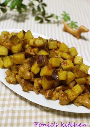 さつまいもと鶏肉の豆板醤炒め♪-レシピのメイン写真