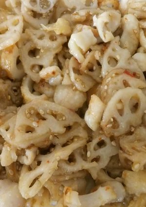 蓮根と鶏皮のスイートチリソース炒め-レシピのメイン写真