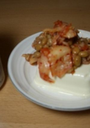 お手軽おつまみ！納豆キムチ冷やっこ-レシピのメイン写真