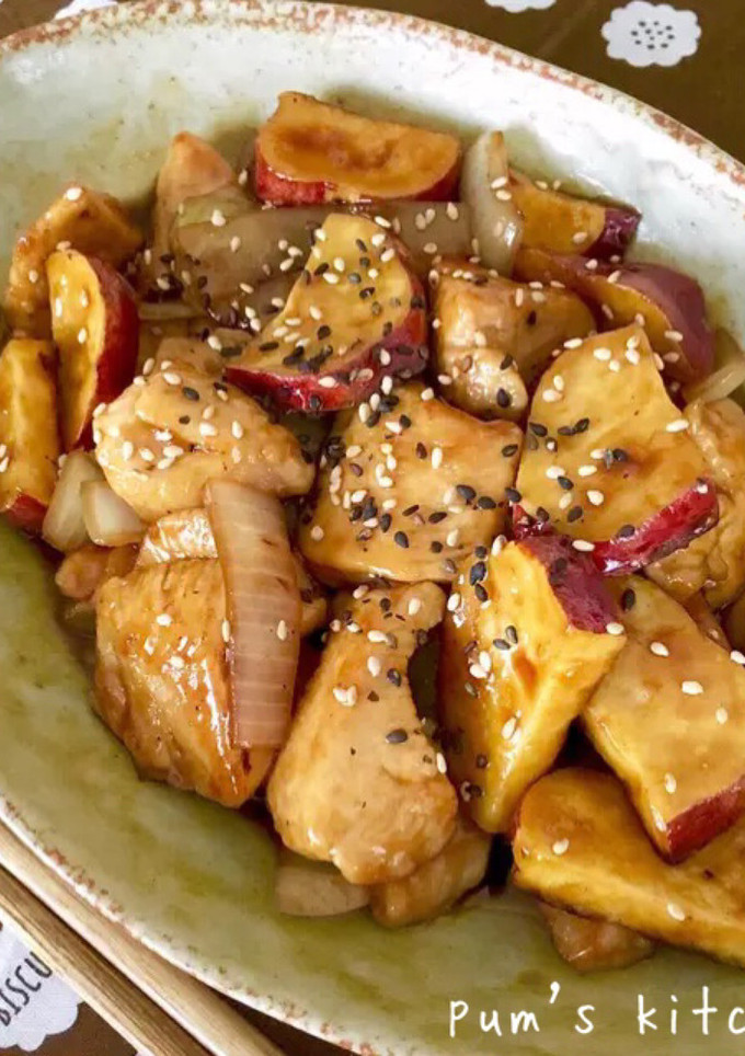 さつまいもと鶏むね肉の甘酢炒め-レシピのメイン写真