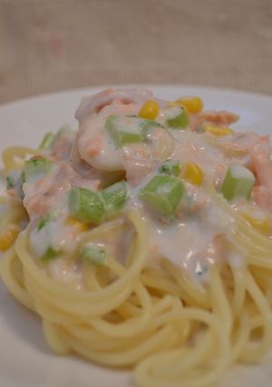 鮭と大根葉のクリームスパゲティー-レシピのメイン写真